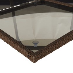 Ensemble à manger de jardin et coussins 9 pcs marron poly rotin 