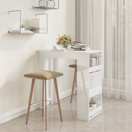 Table de bar étagère de rangement Blanc brillant 102x50x103,5cm 