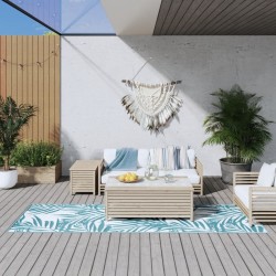 Tapis d'extérieur aqua et blanc 80x250 cm design réversible 