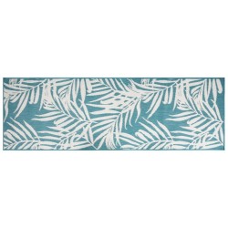 Tapis d'extérieur aqua et blanc 80x250 cm design réversible 