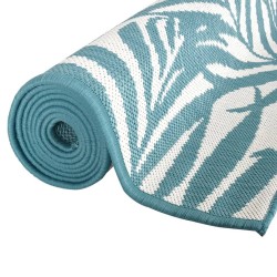 Tapis d'extérieur aqua et blanc 80x250 cm design réversible 