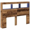 Armoire tête de lit avec LED vieux bois 140x17x102 cm 