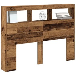 Armoire tête de lit avec LED vieux bois 140x17x102 cm 