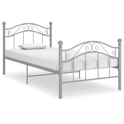 Cadre de lit sans matelas gris métal 90x200 cm 