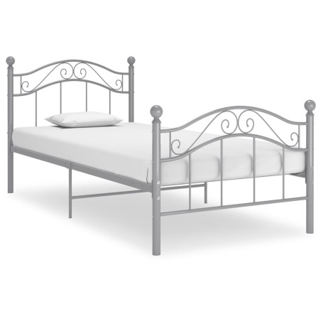 Cadre de lit sans matelas gris métal 90x200 cm 