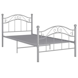 Cadre de lit sans matelas gris métal 90x200 cm 