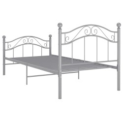 Cadre de lit sans matelas gris métal 90x200 cm 