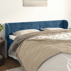 Tête de lit avec oreilles Bleu foncé 163x23x78/88 cm Velours 