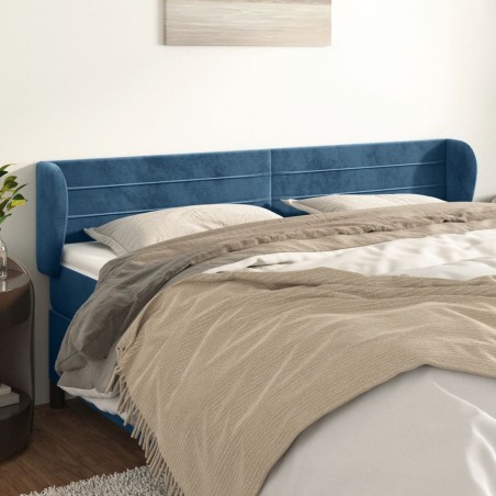 Tête de lit avec oreilles Bleu foncé 163x23x78/88 cm Velours 