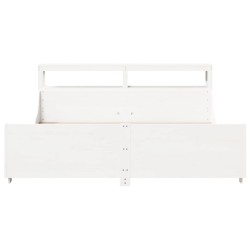 Cadre de lit sans matelas blanc 200x200 cm bois massif de pin 
