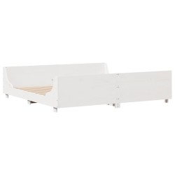 Cadre de lit sans matelas blanc 200x200 cm bois massif de pin 
