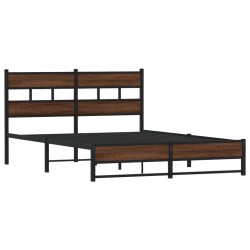 Cadre de lit en métal sans matelas chêne marron 150x200 cm 