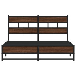 Cadre de lit en métal sans matelas chêne marron 150x200 cm 