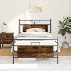 Cadre de lit sans matelas chêne fumé 107x203 cm bois ingénierie 