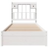 Lit bibliothèque sans matelas blanc 75x190cm bois de pin massif 