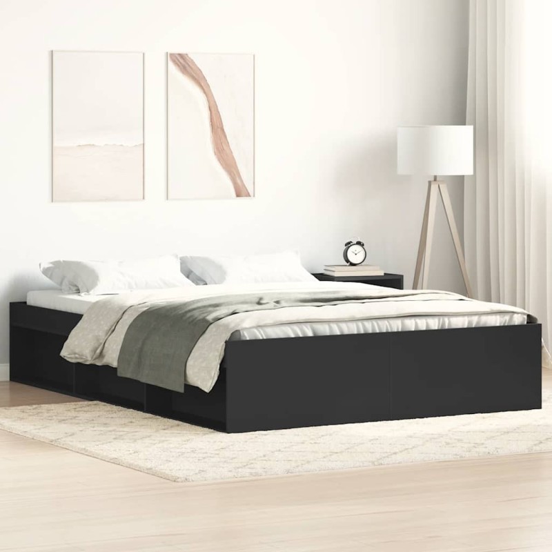 Cadre de lit sans matelas noir 140x190 cm 