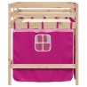 Lit mezzanine enfants avec rideaux sans matelas rose 80x200cm 