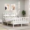 Cadre de lit sans matelas blanc bois de pin massif 