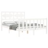 Cadre de lit sans matelas blanc bois de pin massif 