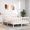 Cadre de lit sans matelas blanc bois de pin massif 