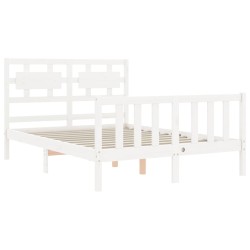 Cadre de lit sans matelas blanc bois de pin massif 
