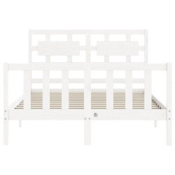 Cadre de lit sans matelas blanc bois de pin massif 