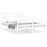 Cadre de lit sans matelas blanc bois de pin massif 