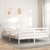 Cadre de lit sans matelas blanc bois de pin massif 