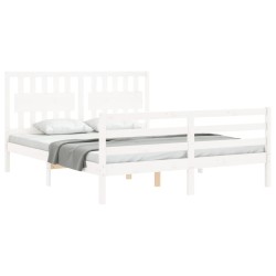 Cadre de lit sans matelas blanc bois de pin massif 