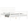 Cadre de lit sans matelas blanc bois de pin massif 