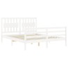 Cadre de lit sans matelas blanc bois de pin massif 