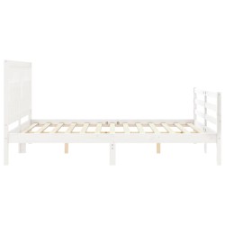 Cadre de lit sans matelas blanc bois de pin massif 