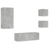Meuble TV muraux 4 pcs avec lumières LED gris béton 
