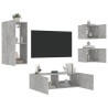 Meuble TV muraux 4 pcs avec lumières LED gris béton 