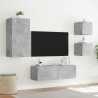 Meuble TV muraux 4 pcs avec lumières LED gris béton 