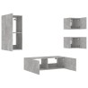 Meuble TV muraux 4 pcs avec lumières LED gris béton 