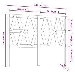 Tête de lit Marron miel 146x4x100 cm Bois massif de pin 