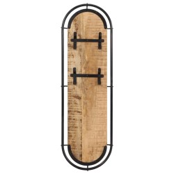 Porte-manteaux muraux 4 crochets 2pcs bois massif manguier brut 