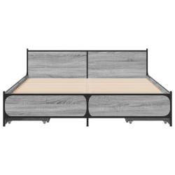 Cadre de lit avec tiroirs sans matelas sonoma gris 135x190 cm 