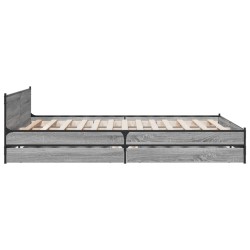 Cadre de lit avec tiroirs sans matelas sonoma gris 135x190 cm 