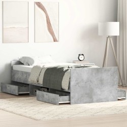 Cadre de lit sans matelas gris béton 90x190 cm 