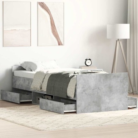 Cadre de lit sans matelas gris béton 90x190 cm 