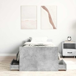 Cadre de lit sans matelas gris béton 90x190 cm 