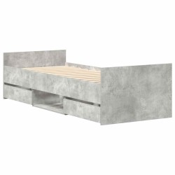 Cadre de lit sans matelas gris béton 90x190 cm 