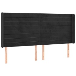Tête de lit avec oreilles Noir 163x16x118/128 cm Velours 