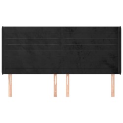 Tête de lit avec oreilles Noir 163x16x118/128 cm Velours 