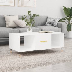 Table basse Blanc brillant 102x50x40 cm Bois d'ingénierie 