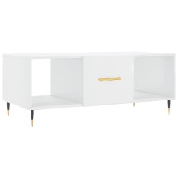 Table basse Blanc brillant 102x50x40 cm Bois d'ingénierie 