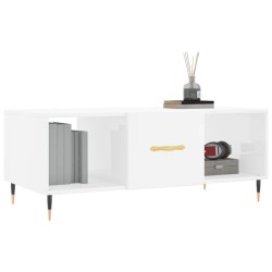 Table basse Blanc brillant 102x50x40 cm Bois d'ingénierie 
