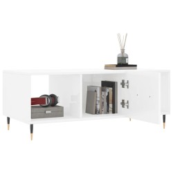 Table basse Blanc brillant 102x50x40 cm Bois d'ingénierie 